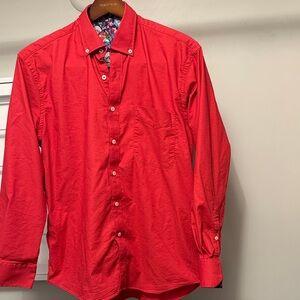 Alan Flusser Bold Red Casual Button Down Shirt